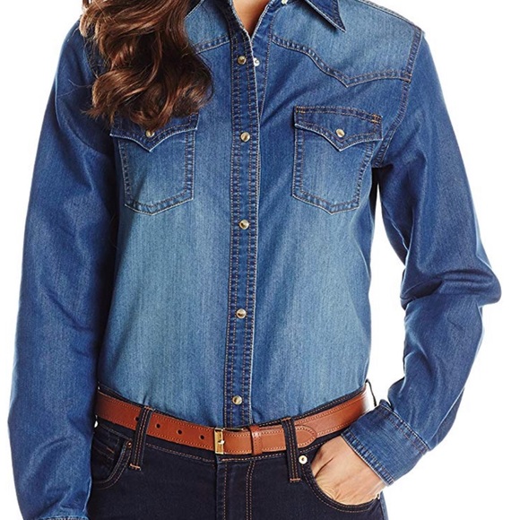 women's wrangler denim shirt